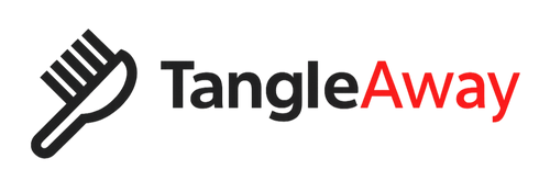 Tangle Away logo with a comb icon on a white background